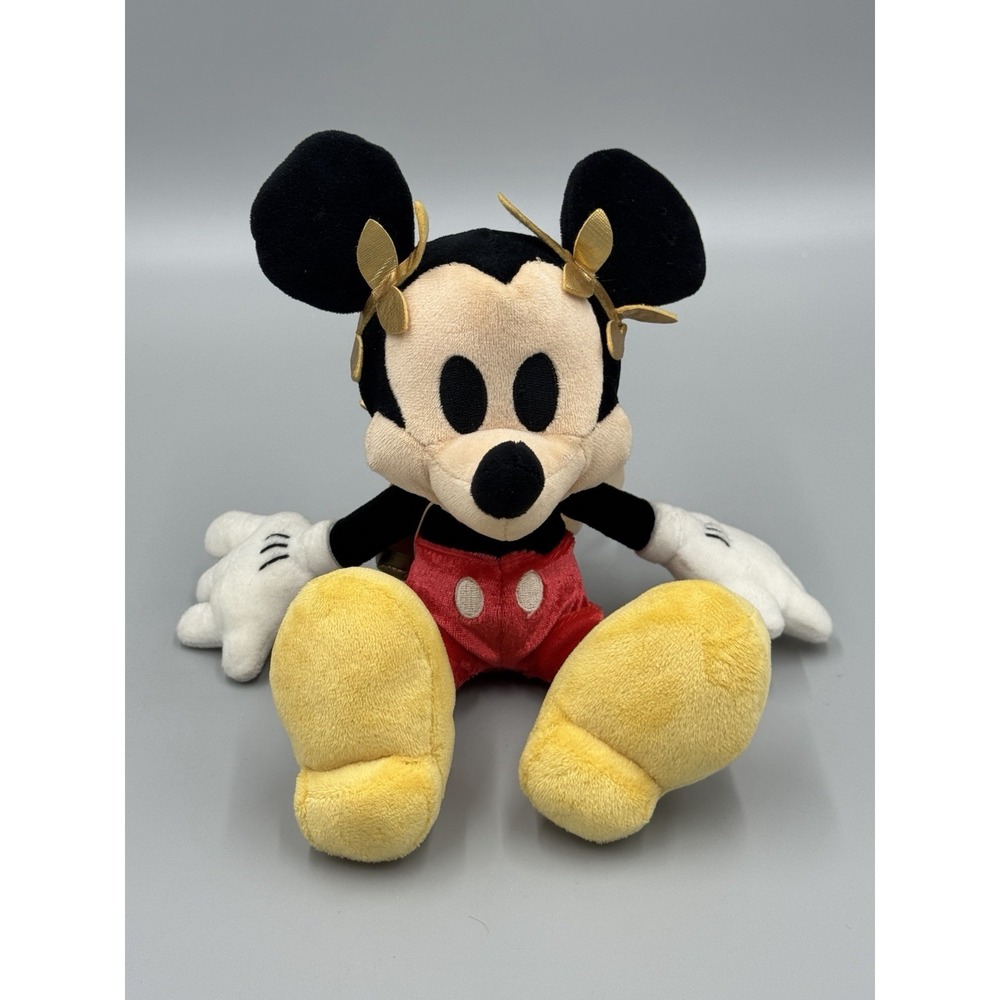 Disney Mickey Mouse Plush Gold Colored Wings Headband 8" Stuffed Animal Doll